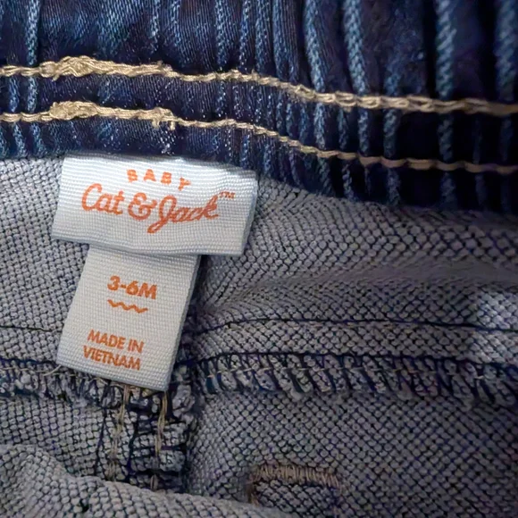 3 For $18 Cat & Jack Dark Blue Jeans with Gray Cuffs - Picture 2 of 3